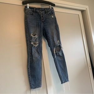Old Navy Button Fly Distressed Rockstar Super Skinny high rise secret slim Jeans